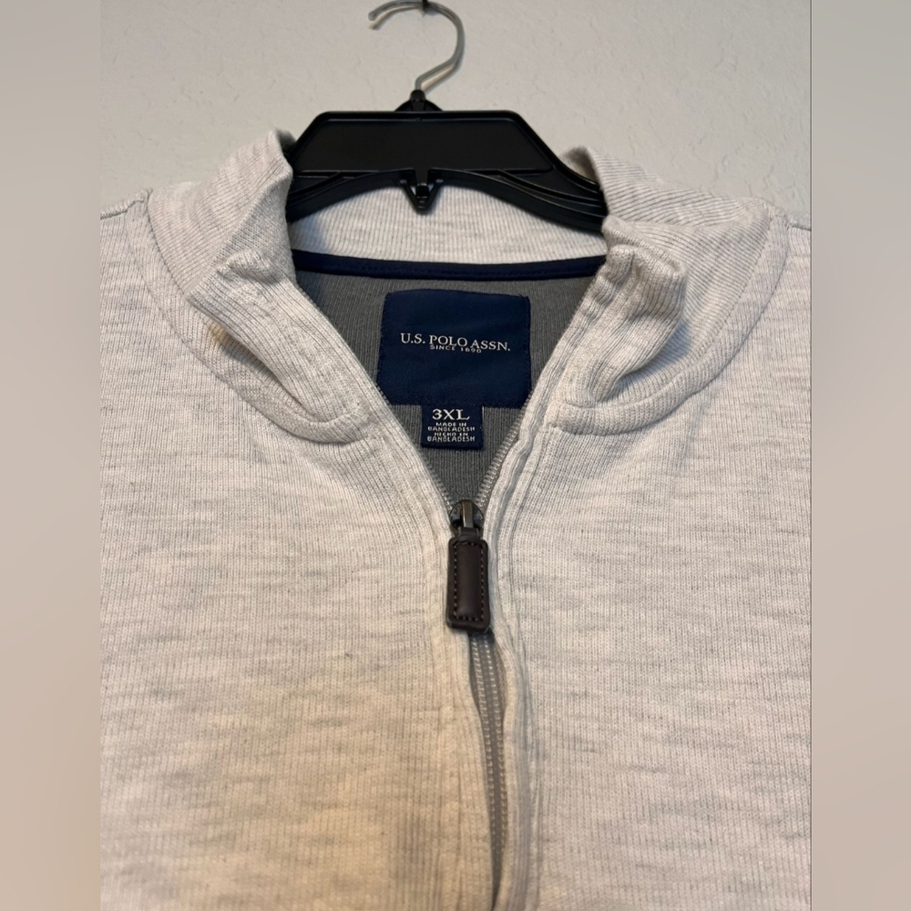 U.S. Polo Assn. Gray Zip Up Sweater with Navy Accents 3XL Mens - Picture 4 of 4